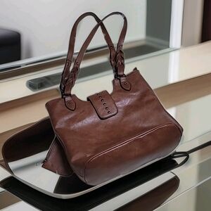 Sam And Hadley Brown Vegan Leather Boho Style Shoulder Bag Purse